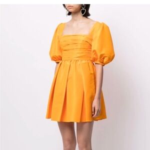 Self Portrait Cannary Yellow Taffeta Mini Dress
